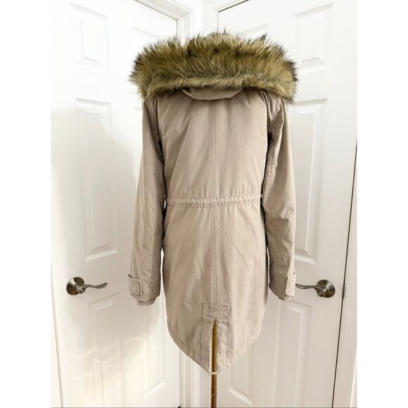 Abercrombie & Fitch Faux Fur Tan Hooded 3 In 1 Multi Wear Ultra Parka Jacket Sma - Picture 4 of 8